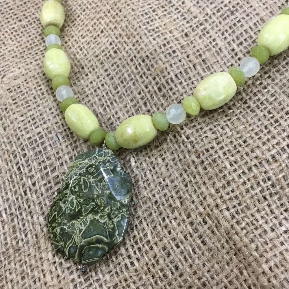 Yellow green jasper necklace